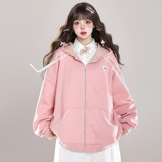 American Sweet Girl Style Oversize Hooded Coat