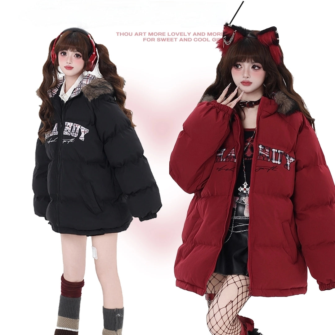 American Sweet Girl Style Thickened Hooded Coat