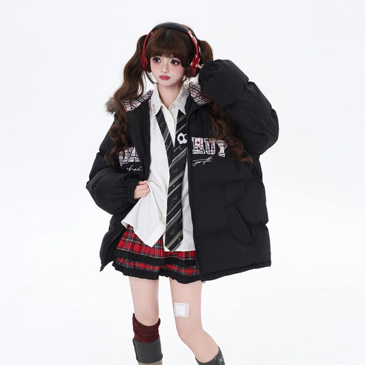 American Sweet Girl Style Thickened Hooded Coat