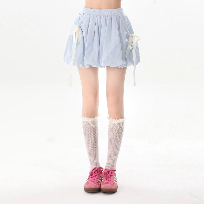 American Sweet Style Bow Ribbon Flower Bud Skirt