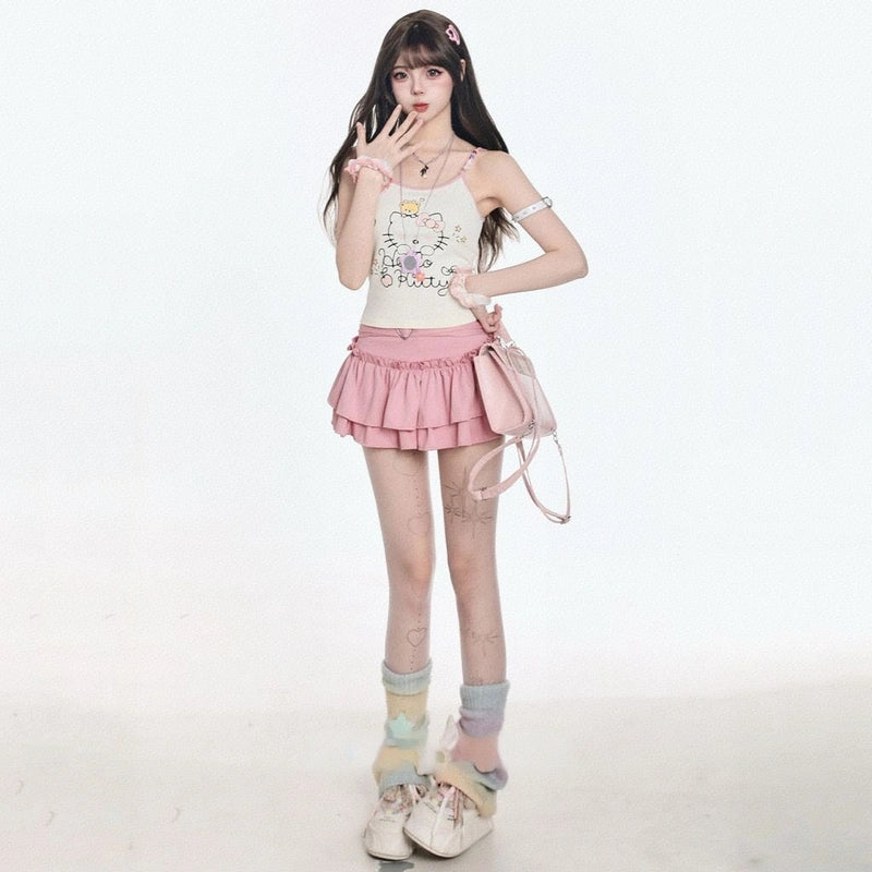 American Sweet Style Hello Kitty Printed Vest