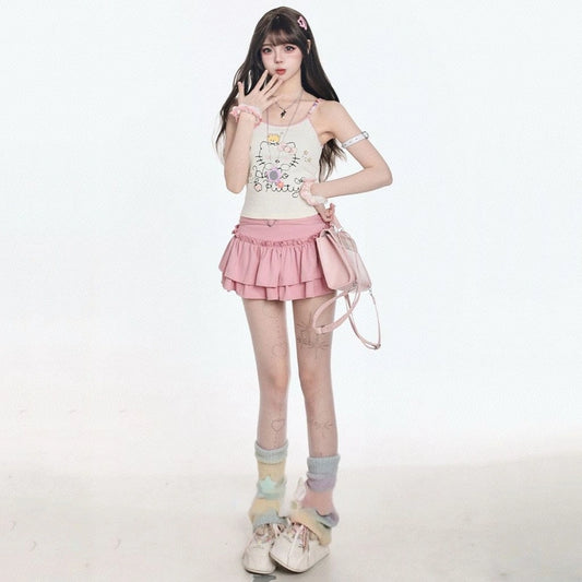 American Sweet Style Hello Kitty Printed Vest