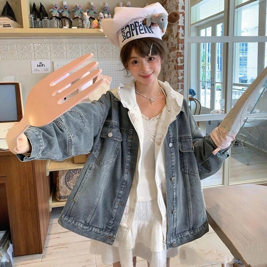 Blue Washed Distressed Denim Jacket