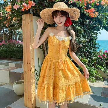 Boho Lace Trim Cotton Sundress