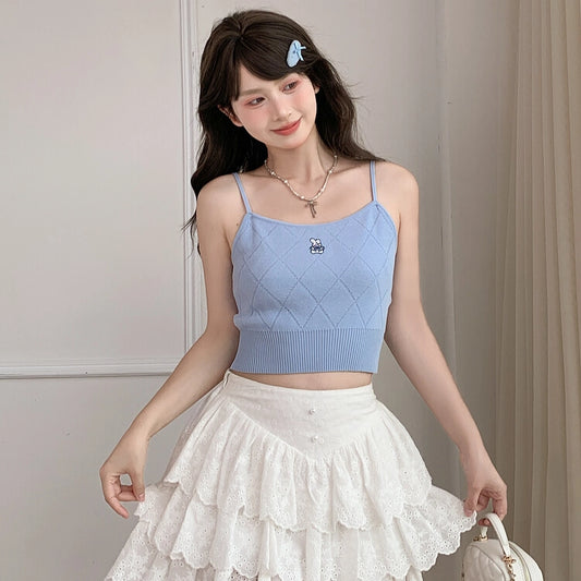 Cute Cartoon Bunny Embroidered Suspenders