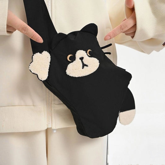 Cute Cartoon Cat Embroidered Crossbody Bag