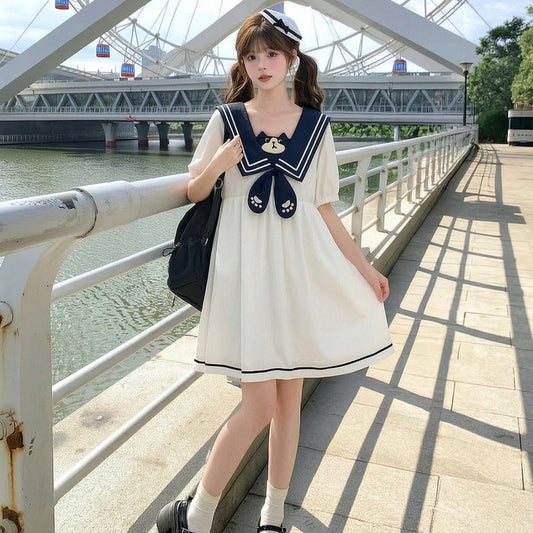 Cute Cat Sailor Collar Dress