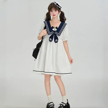 Cute Cat Sailor Collar Dress