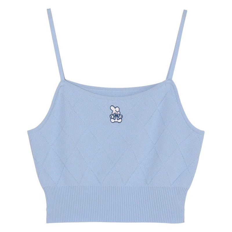 Cute Style Cartoon Rabbit Embroidered Knitted Vest