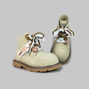 Cute Style Light Green Round Toe Platform Martin Boots