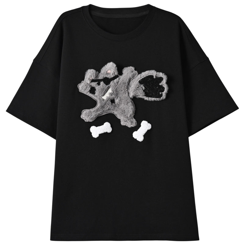 Cute Sweet Style Bunny Embroidered Short-Sleeved T-shirt