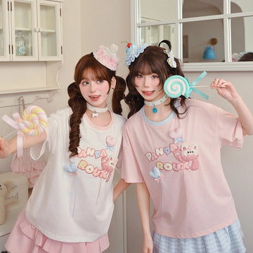 Cute Teddy Bear Embroidered T-Shirt