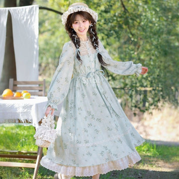 French Sweet Style Floral Patchwork Suspender Dress