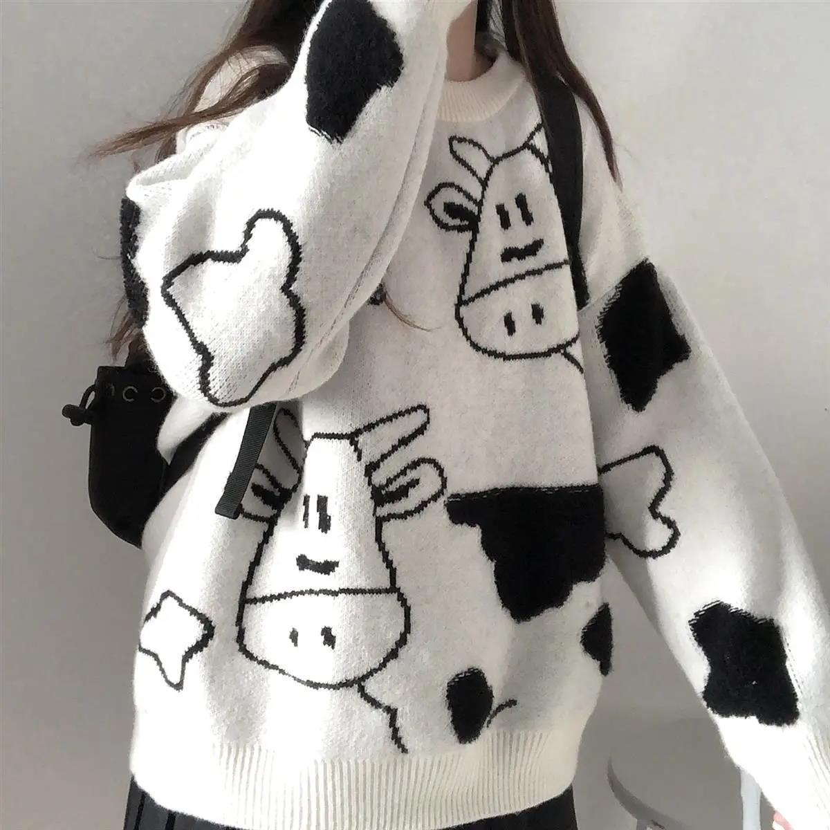 Kawaii Pullover Cow Sweater