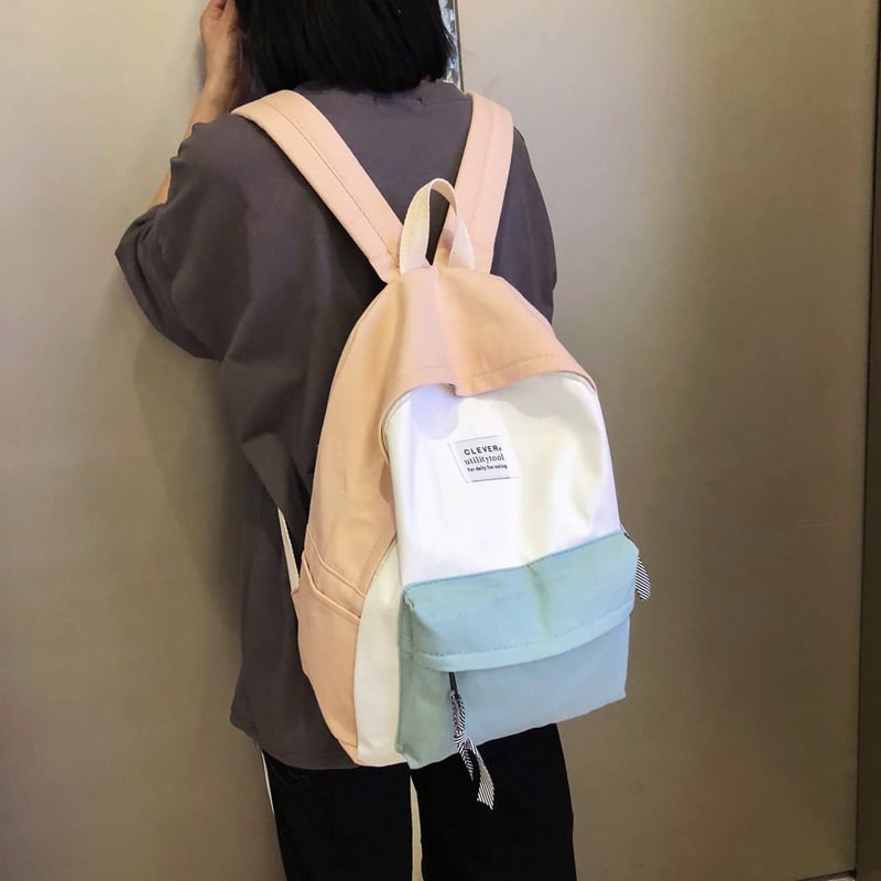 Kawaii Pastel Color Block Backpack