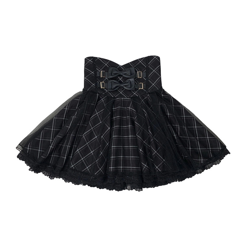 Japanese Jirai Kei Style Black White Plaid Skirt