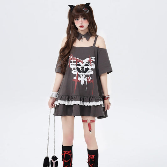 Japanese Sweet Girl Style Off-Shoulder Lace T-shirt