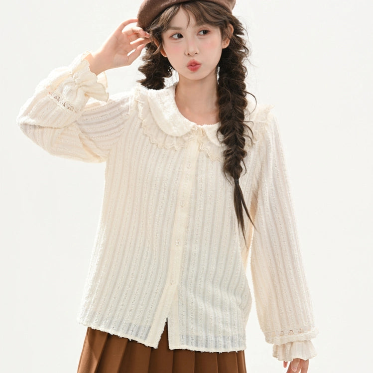 Japanese White Doll Collar Plush Blouse