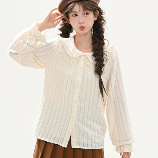 Japanese White Doll Collar Plush Blouse