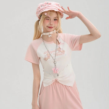 Kawaii Angel Bear Raglan T-Shirt