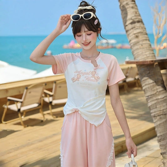 Kawaii Angel Bear Raglan T-Shirt