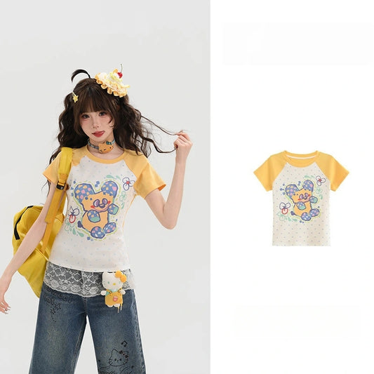 Kawaii Bear Raglan Slim Fit T-Shirt