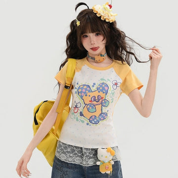 Kawaii Bear Raglan Slim Fit T-Shirt