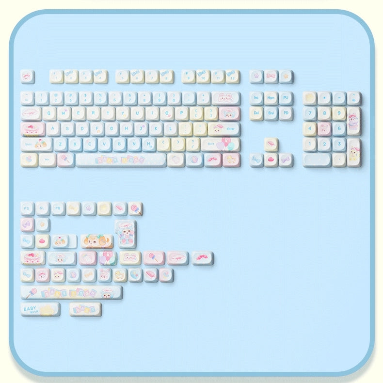 Kawaii Blue Sublimation PBT Gaming Keyboard Keycaps