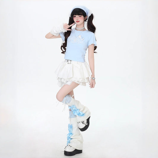 Kawaii Bow Lace-Up Back T-Shirt
