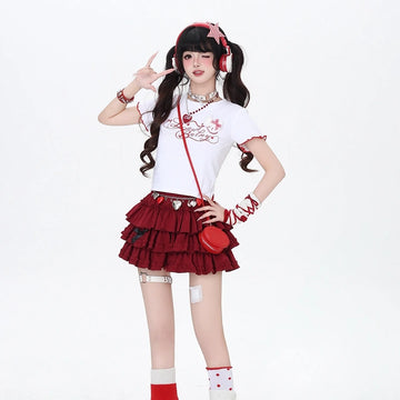 Kawaii Bow Lace-Up Back T-Shirt