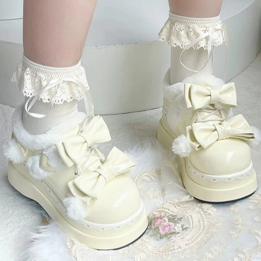 Kawaii Bow Plush Lolita Snow Boots