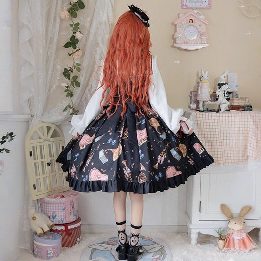 Kawaii British Style Bear Band Print Lolita Dress