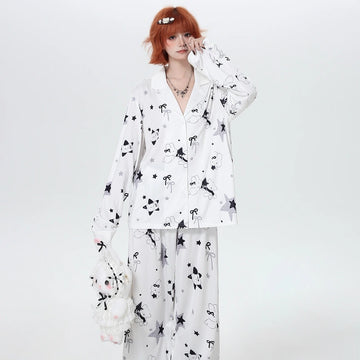 Kawaii Bunny Ice Silk Long Sleeve Pajama Set