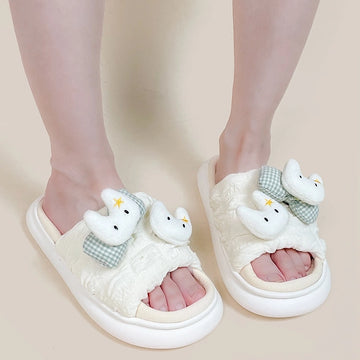 Kawaii Cartoon Bow and Bunny Slippers
