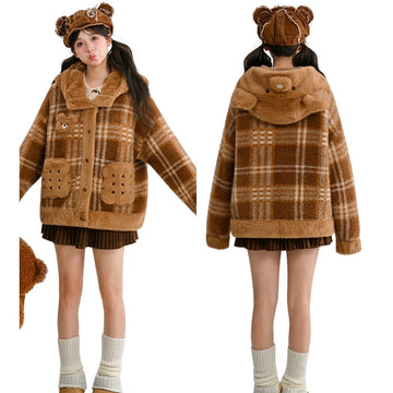 Kawaii Cartoon Caramel Bear Hooded Jacket