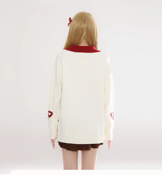 Kawaii Cartoon Cat Embroidered Jacquard Sweater