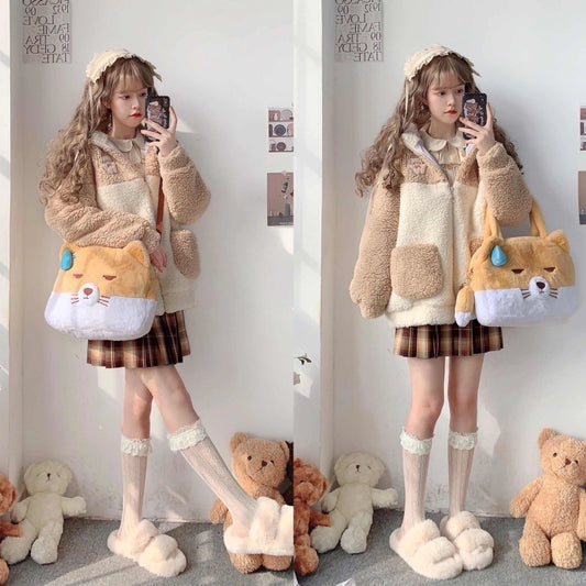 Kawaii Cartoon Plush Fox Shoulder Crossbody Bag