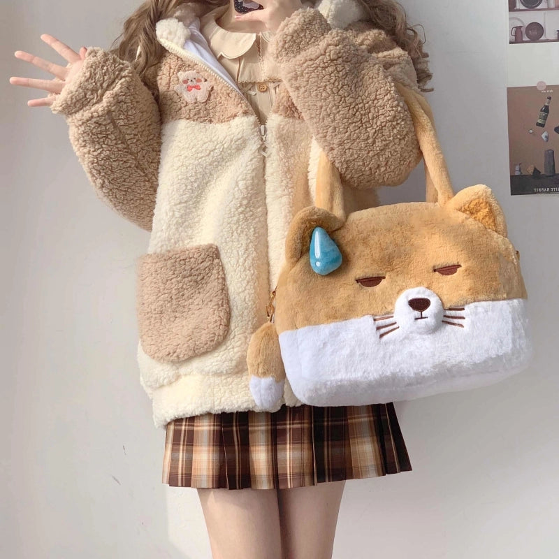 Kawaii Cartoon Plush Fox Shoulder Crossbody Bag