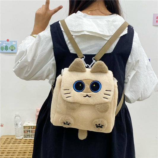 Kawaii Cartoon Plush Siamese Cat Backpack