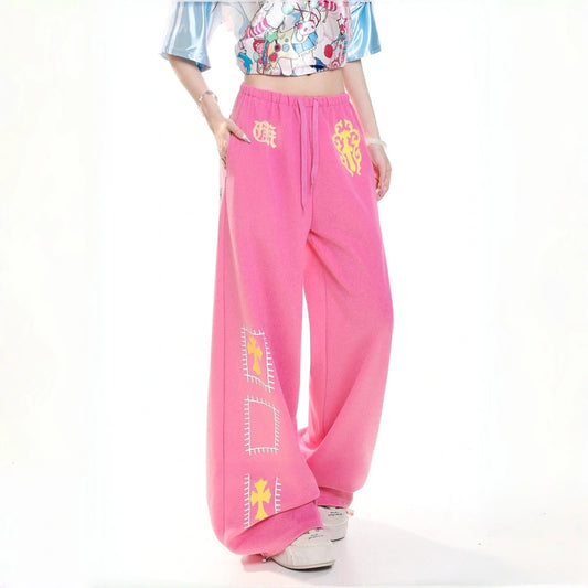 Kawaii Cartoon Print Wide Leg Pants