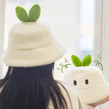 Kawaii Cartoon Radish Plush Bucket Hat