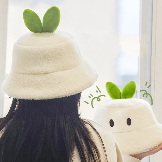 Kawaii Cartoon Radish Plush Bucket Hat
