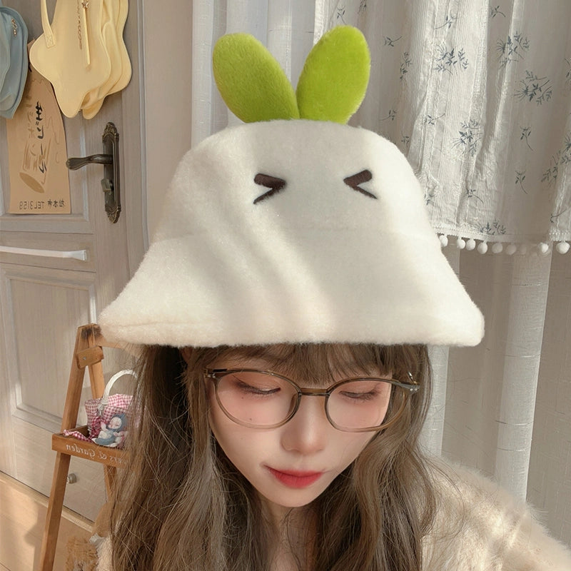 Kawaii Cartoon Radish Plush Bucket Hat (13)