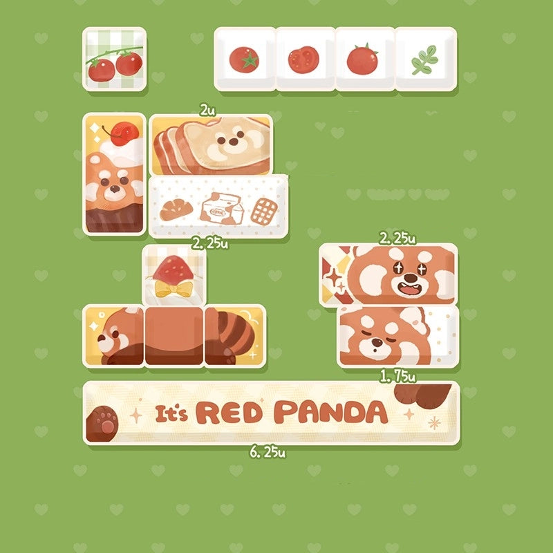Kawaii Cartoon Red Panda Mechanical Keyboard Caps