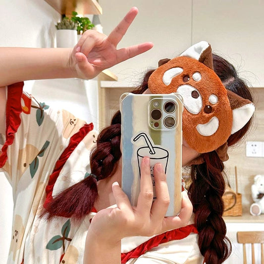 Kawaii Cartoon Red Panda Plush Eye Mask
