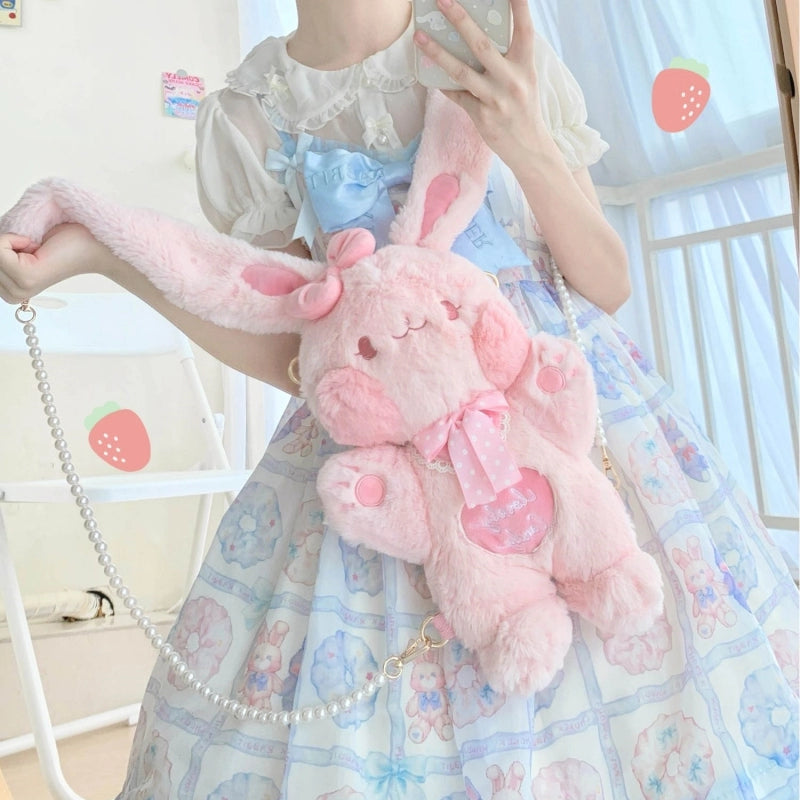 Kawaii Cartoon Toffee Rabbit Plush Doll Backpack