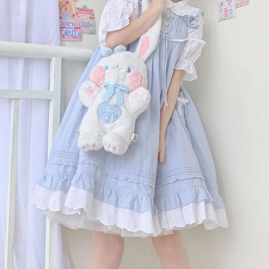 Kawaii Cartoon Toffee Rabbit Plush Doll Backpack