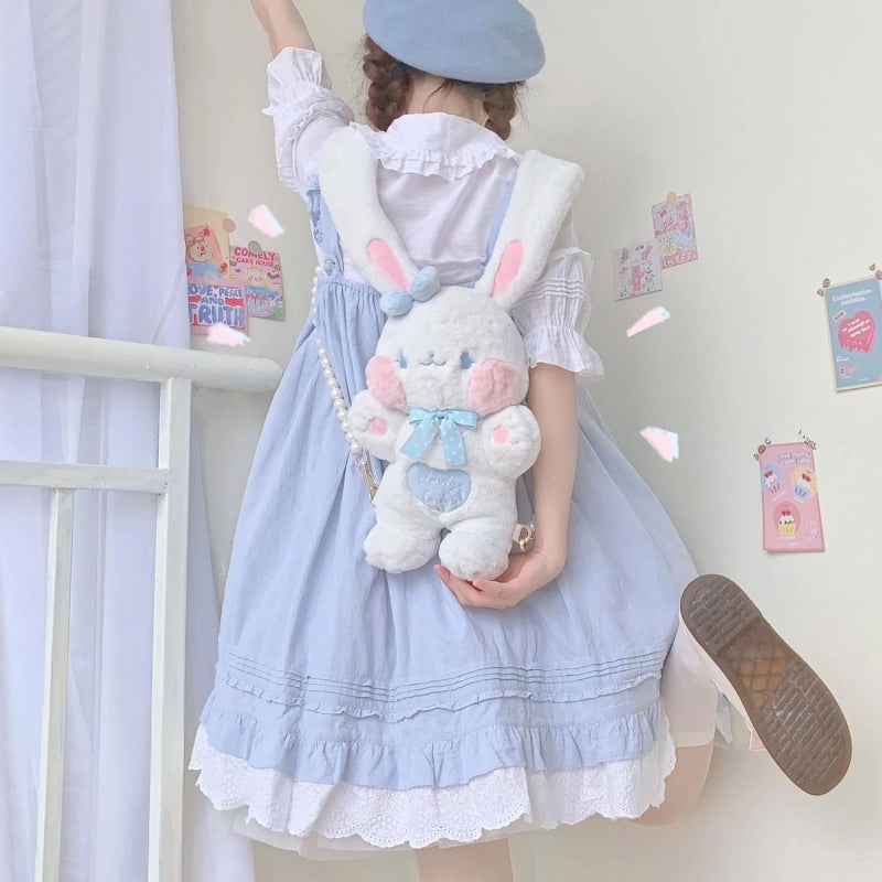 Kawaii Cartoon Toffee Rabbit Plush Doll Backpack