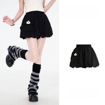 Kawaii Cat Embroidered Bubble Shorts