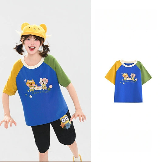 Kawaii Cat Graphic Raglan Oversized T-Shirt